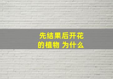 先结果后开花的植物 为什么